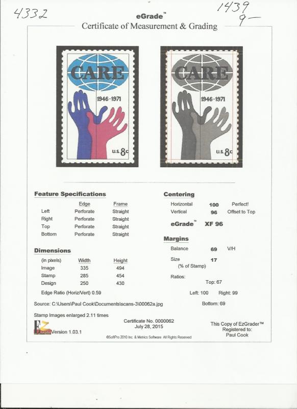 # 1439 MINT NEVER HINGED CARE XF+