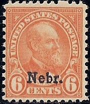 675 6 cents Garfield, Red Orange Nebr. Stamp mint OG NH F-VF