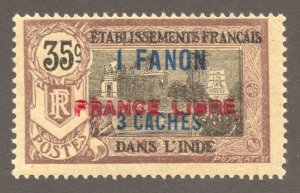 French India Scott 115a MNHOG - 1941 1fa3ca on 35c Horiz. Overprint -SCV $125.00