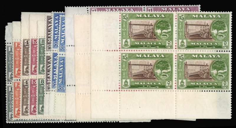 Malayan States - Malacca #56-66 Cat$139.80, 1960 1c-$5, complete set in block...