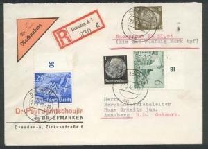 GERMANY 1940 Registered cover Dresden to Annaberg - Nachnahme label........87011