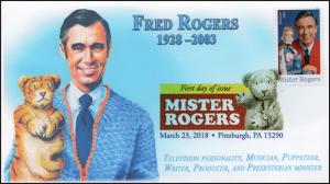 18-055, 2018, Mister Rogers, Digital Color Postmark, First Day Cover