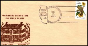 US Prairieland Stamp Store Philatelic Center,Springfield,IL 1983 Cover