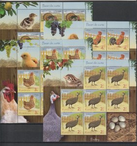 Romania STAMPS 2023 DOMESTIC BIRDS COCKEREL CHICKENS EGGS MNH POST SHEETS