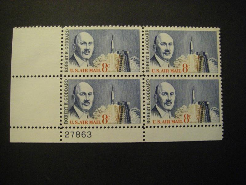 Scott C69, 8c Robert Goddard, PB4 #27863 LL, MNH Airmail Beauty