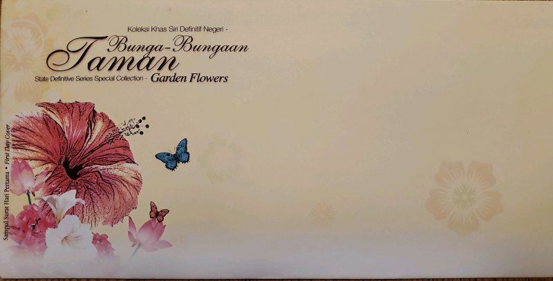 O) MALAYSIA,BUTTERFLIES, BUNGA BUNGAA FLOWER SAMPUL SURAT - ENVELOPE, COVER, UNU