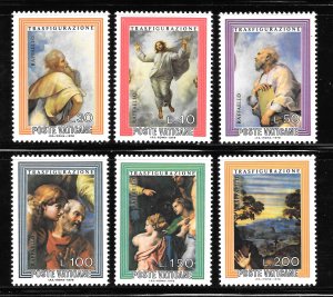 Vatican City Scott 595-600 MNHOG - 1976 Transfiguration by Raphael - SCV $1.50