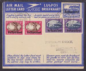 Bechuanaland H&G F3 used 1944 3p Uprated Aerogramme