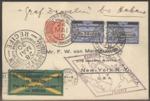 Brazil 1930 Graf Zeppelin Si59G Cover Pan America 5$000 OP 20000R Havana 103487