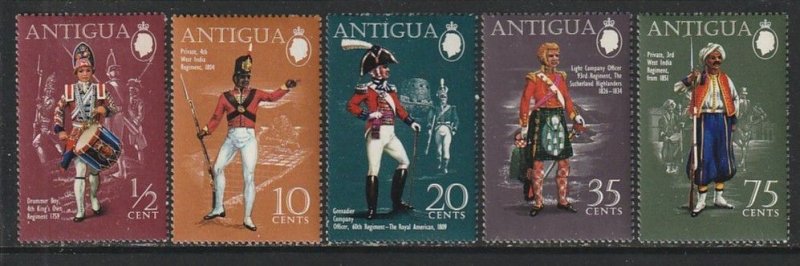 1970 Antigua - Sc 262-6 - MH VF - 5 single - Military Uniforms