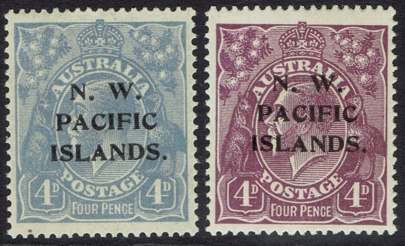 NWPI NEW GUINEA 1918 KGV 4D BOTH COLOURS