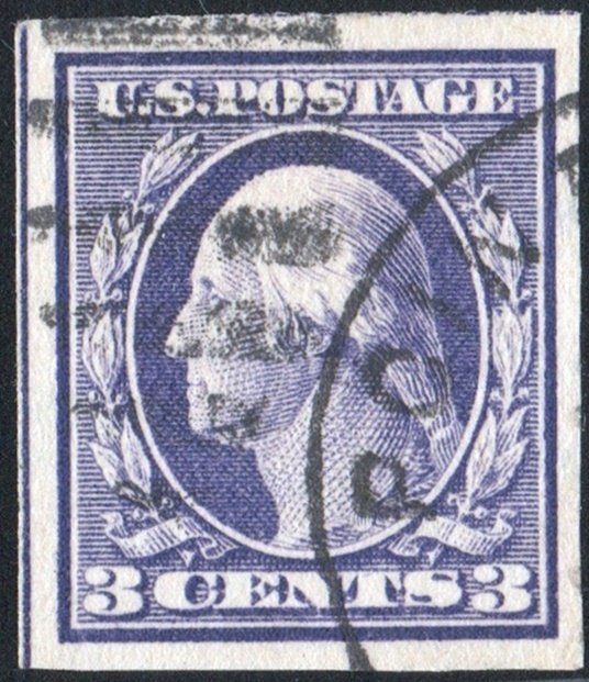 SC#345 3¢ Washington Imperforate Single (1909) Used