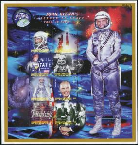 Micronesia 324-325 ah,326-327 sheets,MNH. John Glenn,1998.Friendship 7,Shuttle.