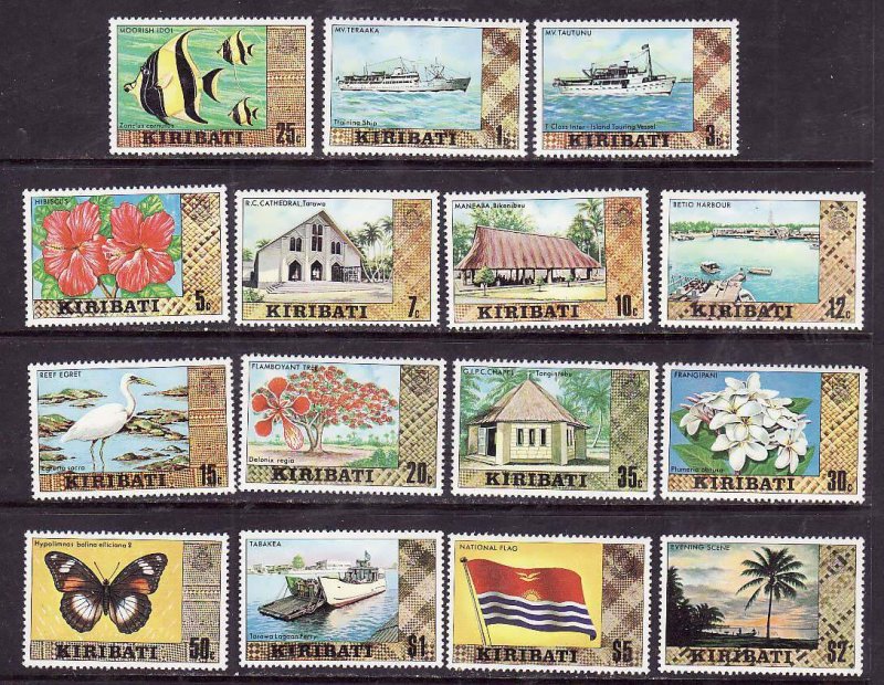 Kiribati-Sc#327a-40c- id9-unused NH set-Ships-Trees-Butterflies-1980-81-please