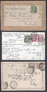 JAPAN 1899 1920's COLLECTION OF SIX COMMERCIAL ITEMS 4 POST CARDS & TWO COVERS