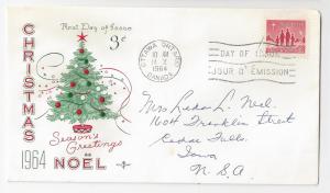 Canada FDC 1964 Christmas (2) Covers Sc# 434 435 Rosecraft 