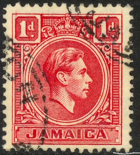 JAMAICA 1938-51 KGVI 1d Portrait Issue Sc 117 VFU