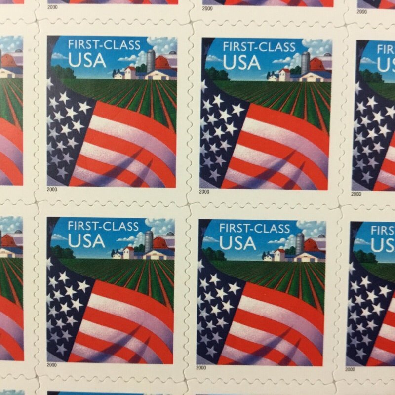 3449   Flag over Farm. MNH  (34¢) Non-demoninated  Sheet of 20.  Issued in 2000