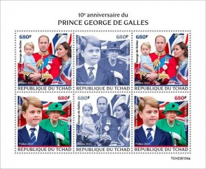 Chad - 2023 Prince George of Wales Anniversary - 4 Stamp Sheet - TCH230134a