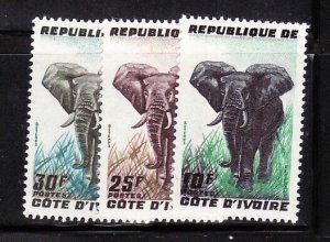 Ivory Coast Sc167-9 NH ANIMALS - Elephants - set of 1959