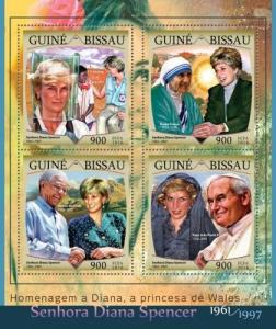 Princess Diana Mother Teresa Mandela John Paul II Guinea-Bissau MNH stamp set