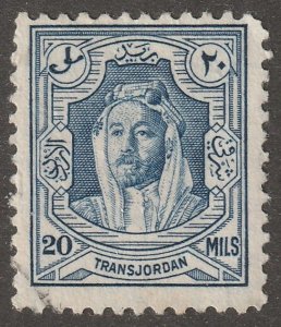 Jordan, stamp, Scott#234,  used, hinged,  20, mils, blue,