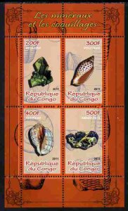 CONGO - 2011 - Minerals & Sea Shells #1 - Perf 4v Sheet - MNH - Private Issue