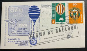 1974 Sydney Australia First Day Cover Balloon Flight 67th General Conference B