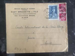 1943 Alger Algeria Censored Commercial cover to The Red Cross Geneva Switzerland