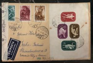 1938 Budapest Hungary Censored Souvenir Cover To Prague Czechoslovakia #B130 2