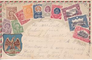 Mexico 1907 View Card 2c Coat of Arms Mexico Stamp Images to San Antonio, TX.