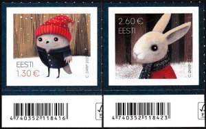 ESTONIA 2023-23 Merry Christmas! Cartoon. Bird Rabbit. LL CORNER, Mint