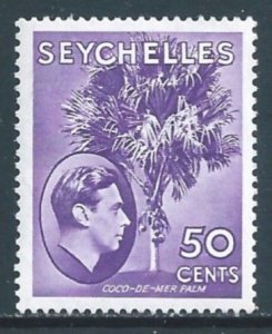 Seychelles #141b MH 50c George VI Defin. - Palm - Chalky Paper - Bright Lilac