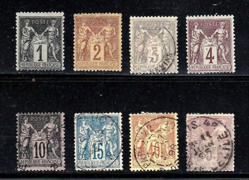 France stamps #86 - 96, used, missing a couple, CV $134.65