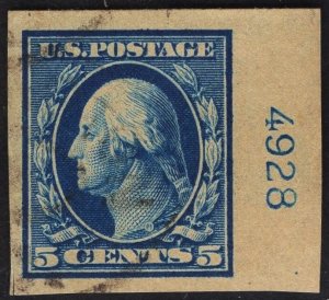 US #347 5c Blue Washington Imperf USED SCV $32.50