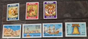 Bangladesh Save The Tiger + American revolution bicentennial Stamps