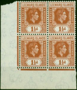 Leeward Islands 1938 1 1/2d Chestnut SG101 V.F MNH Corner Block of 4