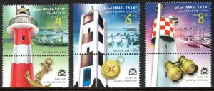 ISRAEL 2009 Lighthouses with Tab; Scott 1798-1800; MNH