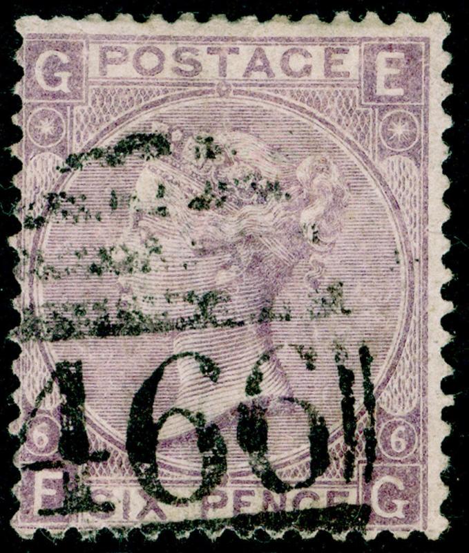 SG104, 6d lilac PLATE 6, good USED. Cat £90. EG