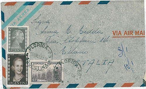 ARGENTINA - POSTAL HISTORY: COVER to ITALY 1953 . EVITA