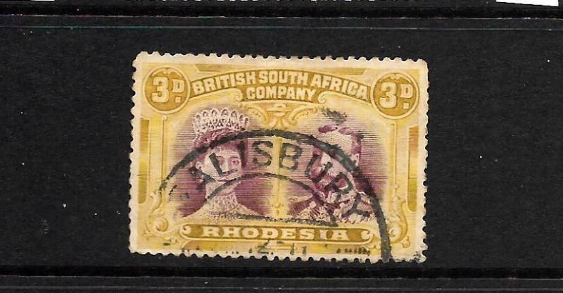 RHODESIA  1910-13   3d   DOUBLE HEAD   FU   SG 134