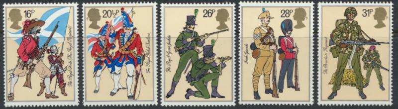 GB SG 1218 - 1222  SC# 1022-1026 Mint Never Hinged  set - Army Uniforms 