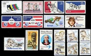 C84-C100, 1972-1980 Airmail Commemorative Set of 18 MNH Stamps - Stuart Katz