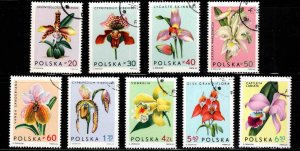 Poland Scott 1346-1354 Used CTO Flower stamp set expect similar cancels