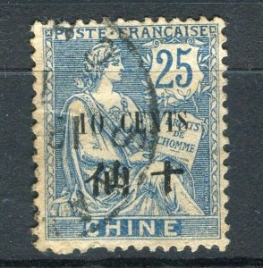 FRENCH COLONIES; CHINA PO 1907-12 early Surcharged issue fine used 10c. value