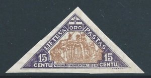Lithuania #C57a NH 15c Coronation of Mindavgas Imperf. Triangle