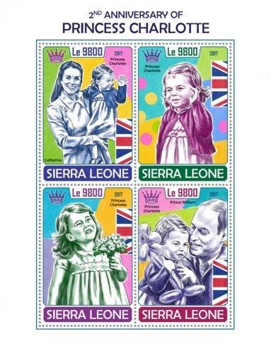 Sierra Leone - 2017 Princess Charlotte - 4 Stamp Sheet - SRL171018a
