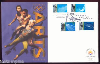 2002 OLYMPIC #3552-55 FDC w ARTS FESTIVAL ESSAY BOOKLET