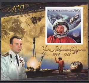 Gabon, 2010 issue. Cosmonaut Yuri Gagarin, IMPERF s/sheet. ^