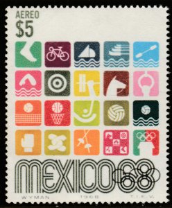 MEXICO C343, $5Pesos 1968 Olympics, Mexico City MINT, NH. F-VF.